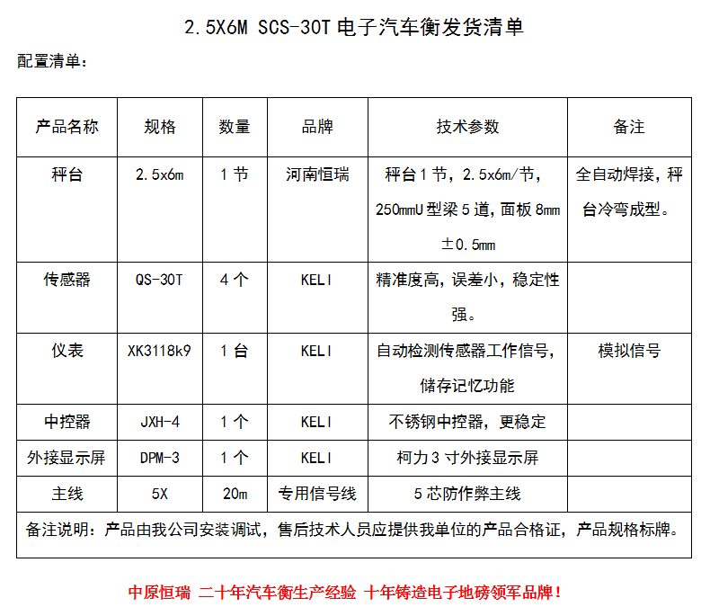 2.5×6m 30t主线20m